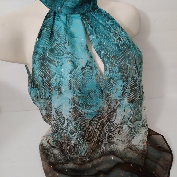 Monograph Bow Back Halter Neck Animal Print Top - Picture 12 of 13